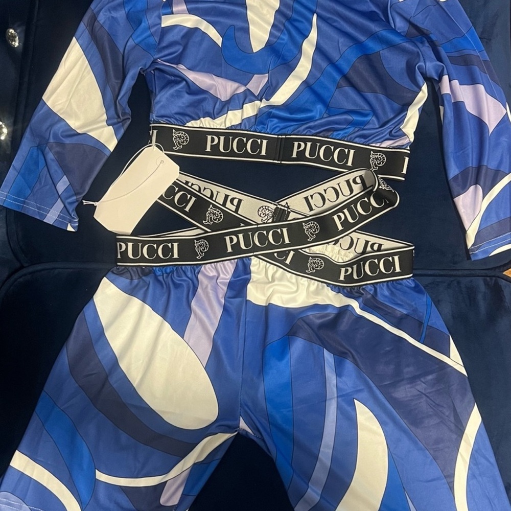 Emilio Pucci Blue and White Abstract Set